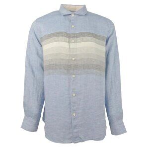 Tommy Bahama Mens XXL 100% Linen Long Sleeve Shirt Raffia Blues Buccaneer Blue